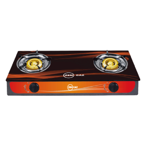 A Zen Gaz 2-burner gas stove with two control knobs - Manufactured by Zen Limited.