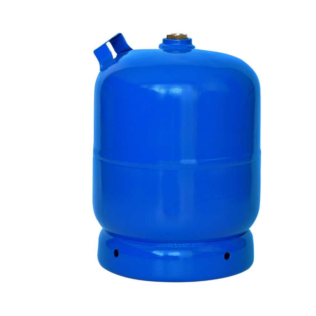 A LPG cylinder with ventilation holes at the bottom, manufactured by Zen Limited.